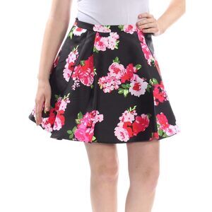 B DARLIN Womens Black Pink Floral Print Above The Knee A-Line Skirt 11